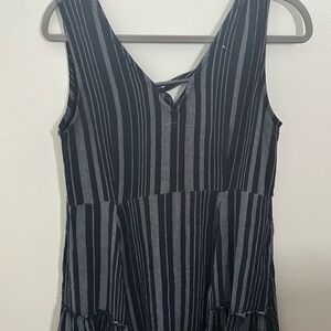 Striped navy and white Sleeveless Dress - M
